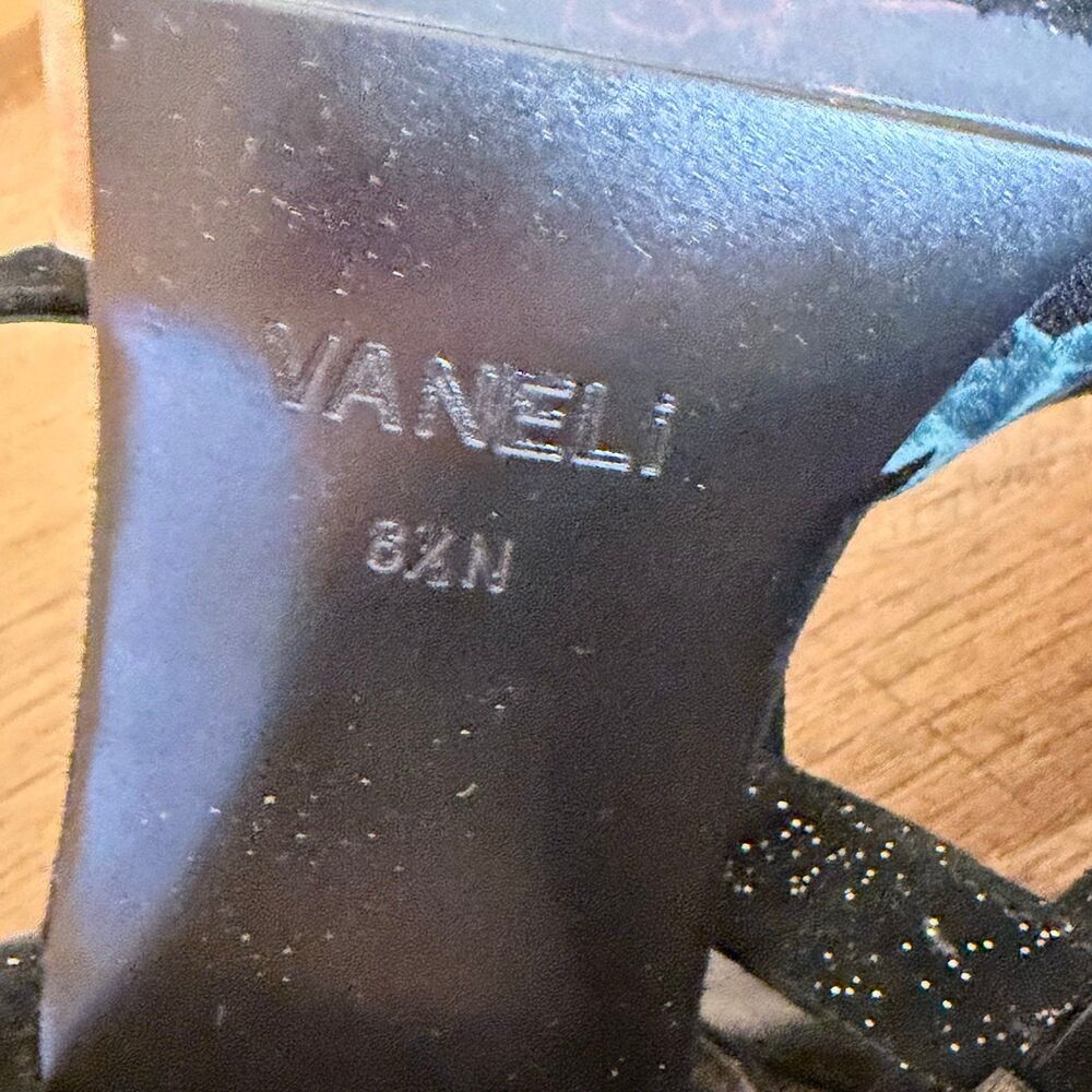 VANELI size 8.5N Liko Block Heels Sandal In Black/multi Flower shoes narrow - Picture 7 of 7